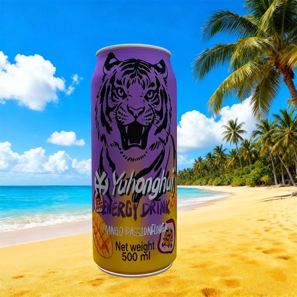 Customizable 500ml Premium Low Carb Low Fat Energy Drink Ginseng Taurine Mango Passion Fruit Flavour Sleek Can Private Label (241)