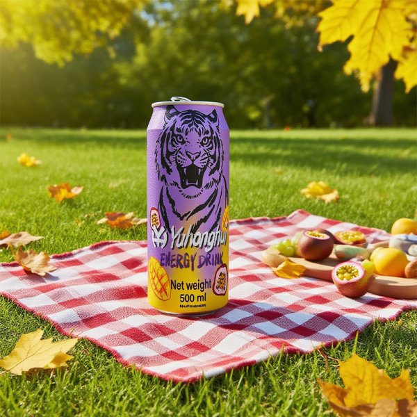 Customizable 500ml Premium Low Carb Low Fat Energy Drink Ginseng Taurine Mango Passion Fruit Flavour Sleek Can Private Label (245)