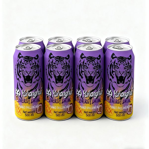 Customizable 500ml Premium Low Carb Low Fat Energy Drink Ginseng Taurine Mango Passion Fruit Flavour Sleek Can Private Label (244)