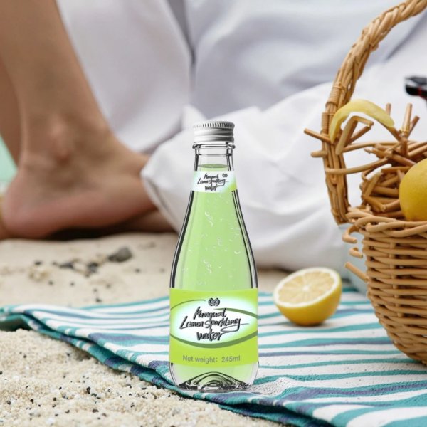 Premium 245ML Glass Bottle Carbonated Kumquat Lemon Soda Water Twist-Off Opening Sugar-Free Refreshing Private Coffee Peach (283)