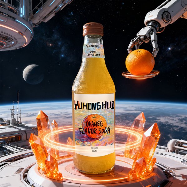 Premium 360ml Carbonated Orange Soda All-Natural Fruity Coffee Customizable Glass Bottle Twist-Off Cap Private Label Bulk (311)