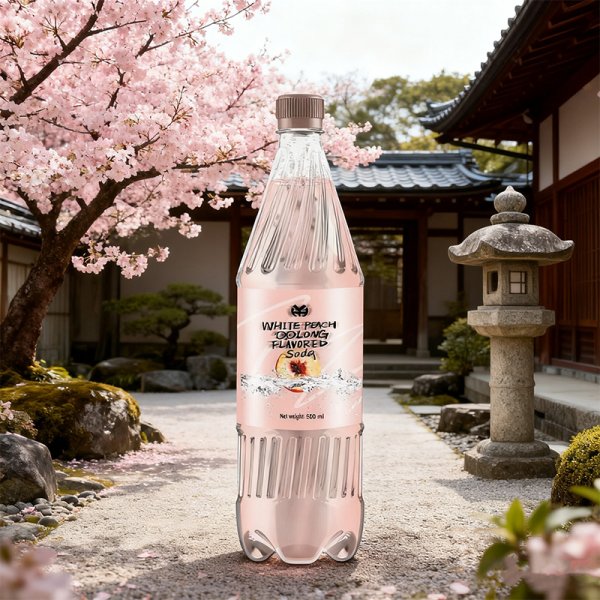 Crisp White Peach Oolong Flavored Carbonated Soda Sugar-Free Drink 500ml PET Bottle OEM ODM Custom Fruit Flavors (372)