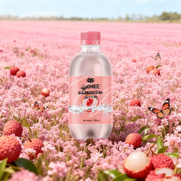 Top-Selling OEM Portable 250ml PET Sugar-Free Lychee-Flavored Sparkling Soda, Flavors Are Customizable (340)