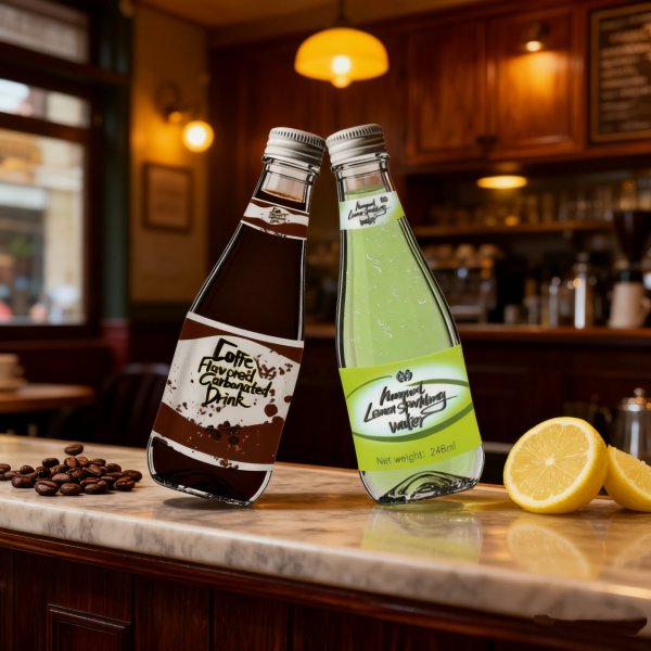 Premium 245ML Glass Bottle Carbonated Kumquat Lemon Soda Water Twist-Off Opening Sugar-Free Refreshing Private Coffee Peach (281)