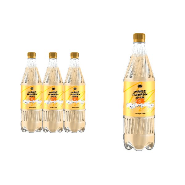 Refreshing Orange Flavored Soda, Sugar-Free Carbonated Drink, 500ml PET Bottle, OEM/ODM, Custom Fruit Flavors (379)
