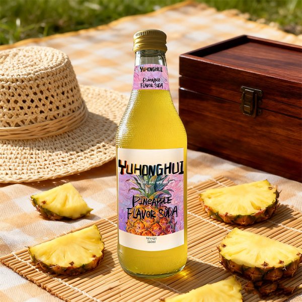 360ml Glass Bottle All-Natural Twist-Off Carbonated Pineapple Coffee Soda Customizable Private Label for Bulk Orders Retail (272)