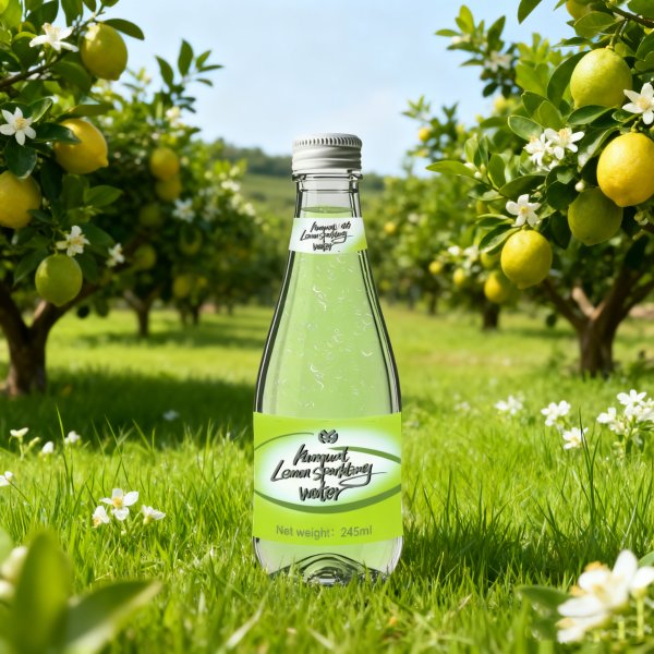 Premium 245ML Glass Bottle Carbonated Kumquat Lemon Soda Water Twist-Off Opening Sugar-Free Refreshing Private Coffee Peach (280)