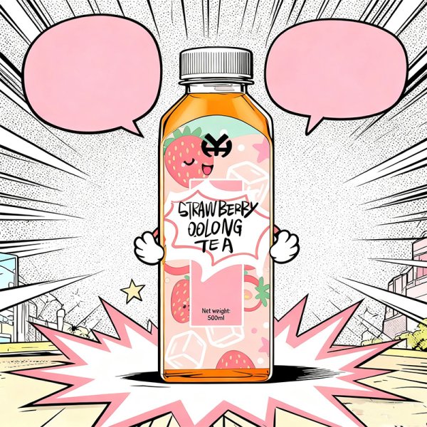 Strawberry Oolong Tea Portable Multi-Flavor Tea Drink OEM ODM 500ml PET Sugar-Free Tea Drink (571)