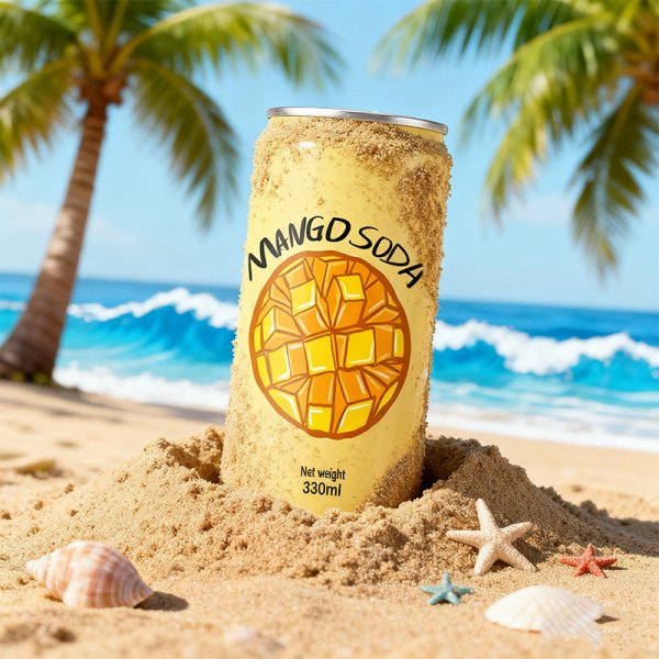 OEM ODM Sugar Free Mango Flavor Carbonated Beverage 330ml Sleek Aluminum Can Custom Flavors Optional (423)