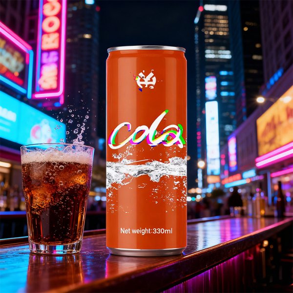 Customizable Flavor OEM ODM Sugar Free Cola-Style Carbonated Beverage 330ml Sleek Aluminum Can Packaging (418)