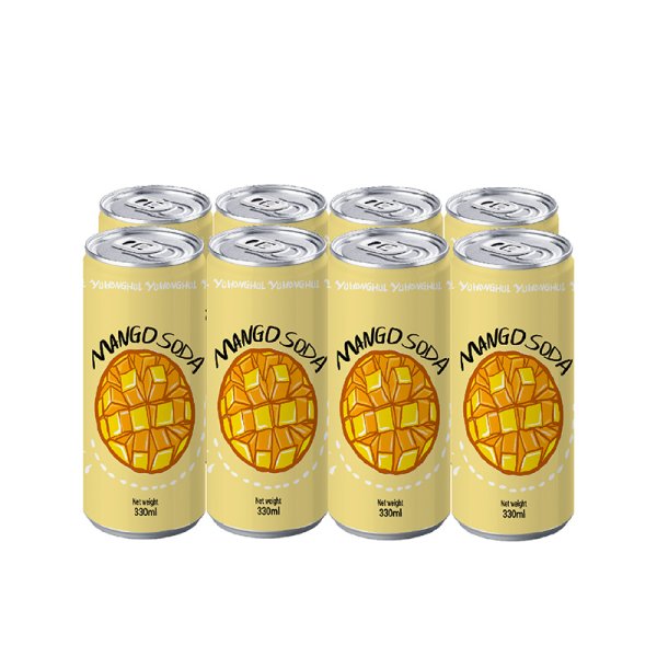 OEM ODM Sugar Free Mango Flavor Carbonated Beverage 330ml Sleek Aluminum Can Custom Flavors Optional (424)