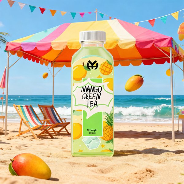 OEM ODM 500ml PET mango Green Tea Refreshing Camping Home Essential Portable Variety of Flavors Tea Beverage (586)