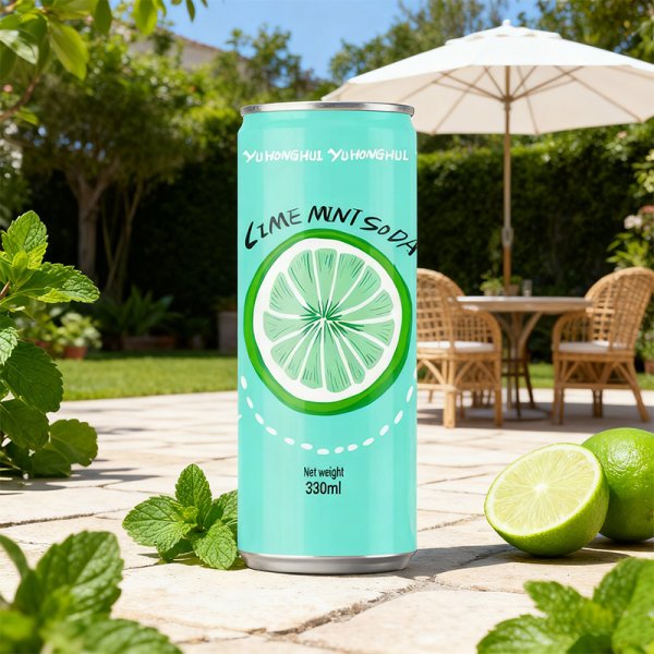 Sleek 330ml Aluminum Can Packaged OEM ODM Sugar-free Lime Mint Carbonated Beverage, Other Flavors Available for Customization (433)
