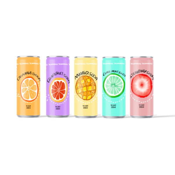 OEM ODM Sugar Free Mango Flavor Carbonated Beverage 330ml Sleek Aluminum Can Custom Flavors Optional (422)