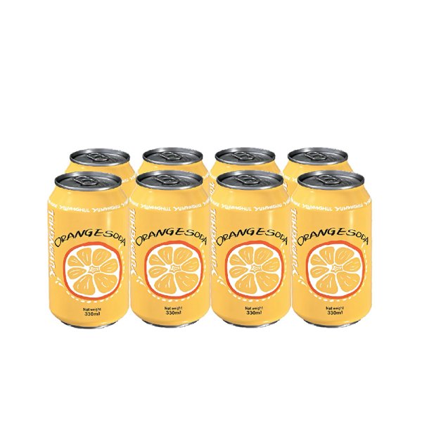 Standard 330 Aluminum Can Carbonated Orange Soda All-Natural Fresh Citrus Taste Glucose Vitamin Soft Drink for Private Label (458)