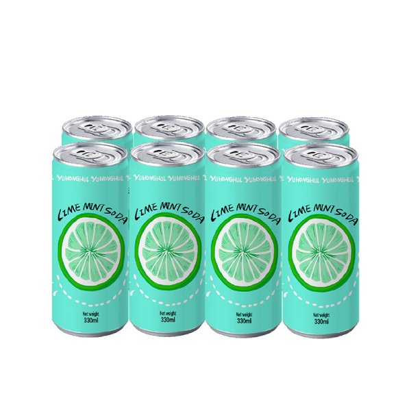 Sleek 330ml Aluminum Can Packaged OEM ODM Sugar-free Lime Mint Carbonated Beverage, Other Flavors Available for Customization (435)