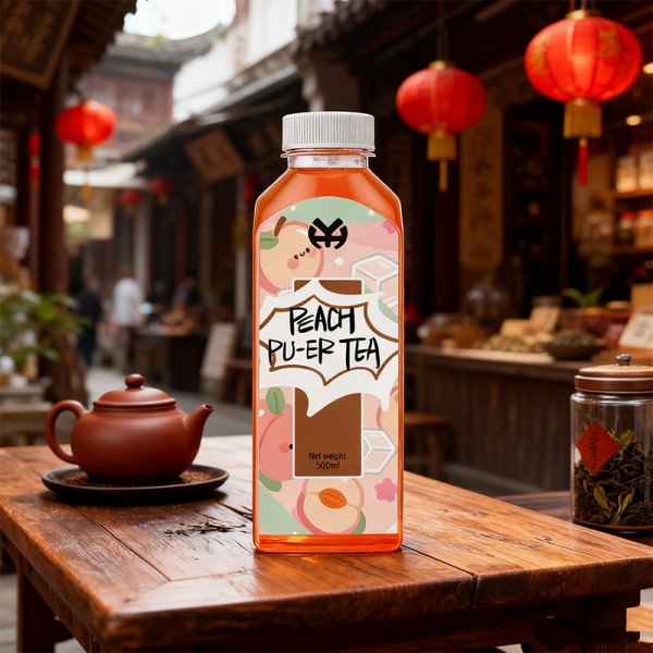 Energizing Peach Pu'er Tea 500ML PET Portable Packaging OEM ODM Supported, Multiple Tea Flavors Available (593)