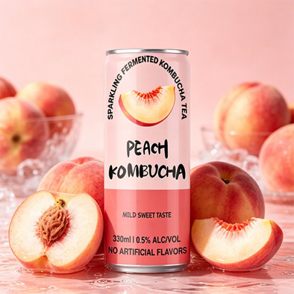 Sleek330 Peach Sparkling Fermented Kombucha (3005)