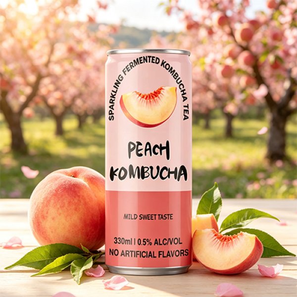 Sleek330 Peach Sparkling Fermented Kombucha (3010)