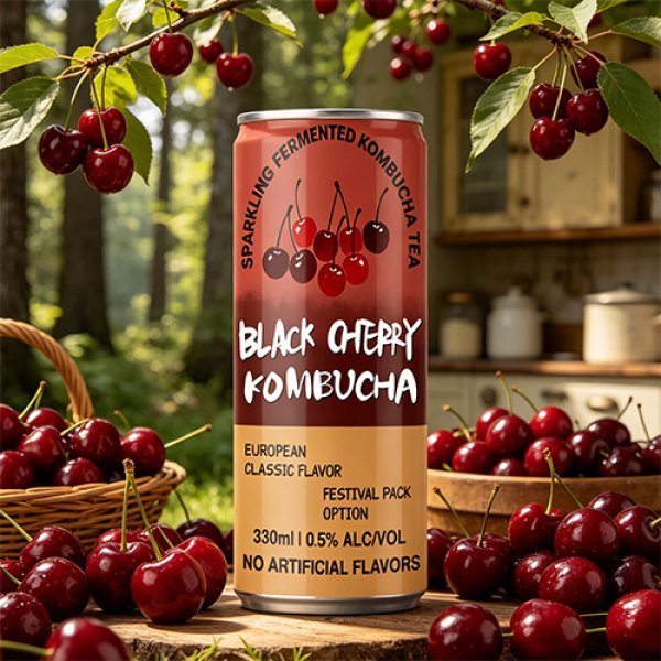 Sleek330 Black Cherry Sparkling Fermented Kombucha (3036)