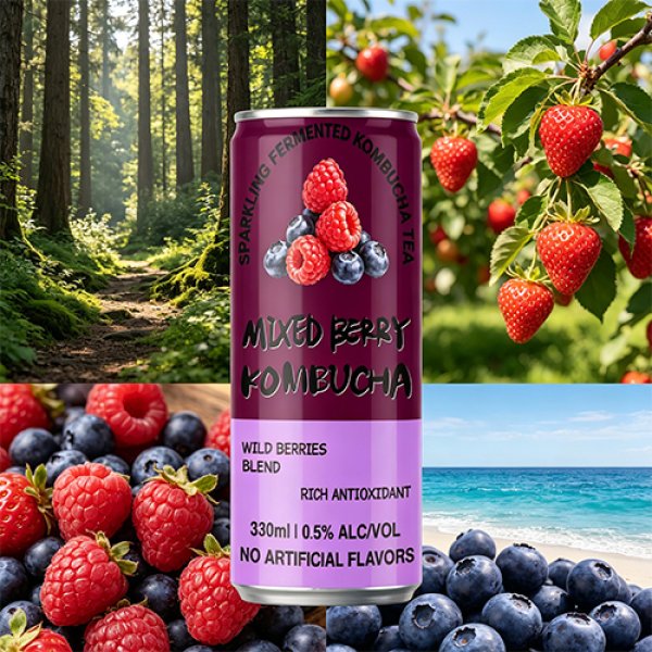 Sleek330 Mixed Berries Sparkling Kombucha (3031)