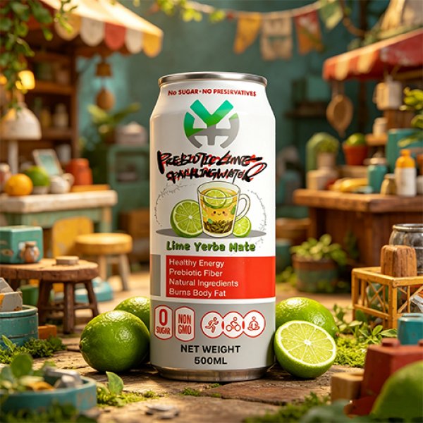 standard 500 Lime Yerba Mate Prebiotic Sparkling Water (3130)