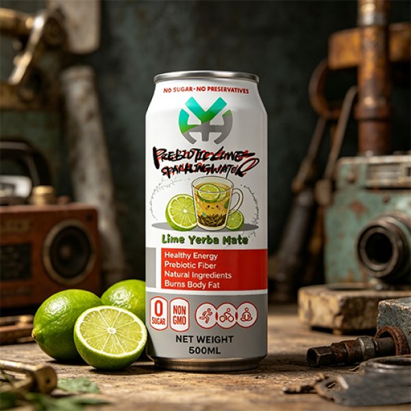 standard 500 Lime Yerba Mate Prebiotic Sparkling Water (3125)