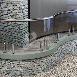 Curved Stainless Steel Post Glass Railing with Tempered Glass Panels|Globalstar Glass