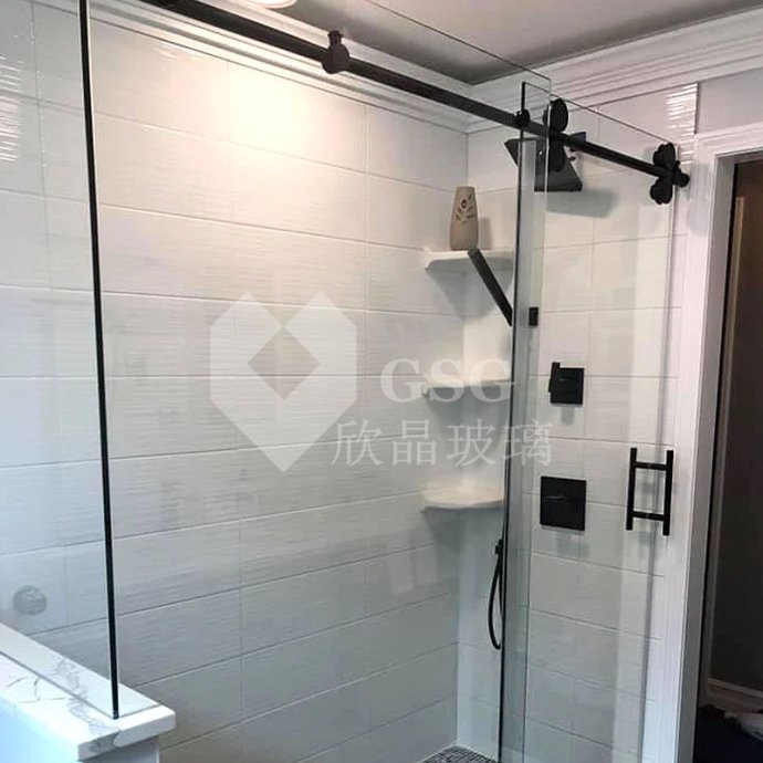 Modern Black Sliding Glass Shower Enclosure with Tempered Glass|Globalstar Glass