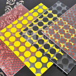 Colorful Dot and Triangle Pattern Decorative Glass|Custom Art Glass|Globalstar Glass