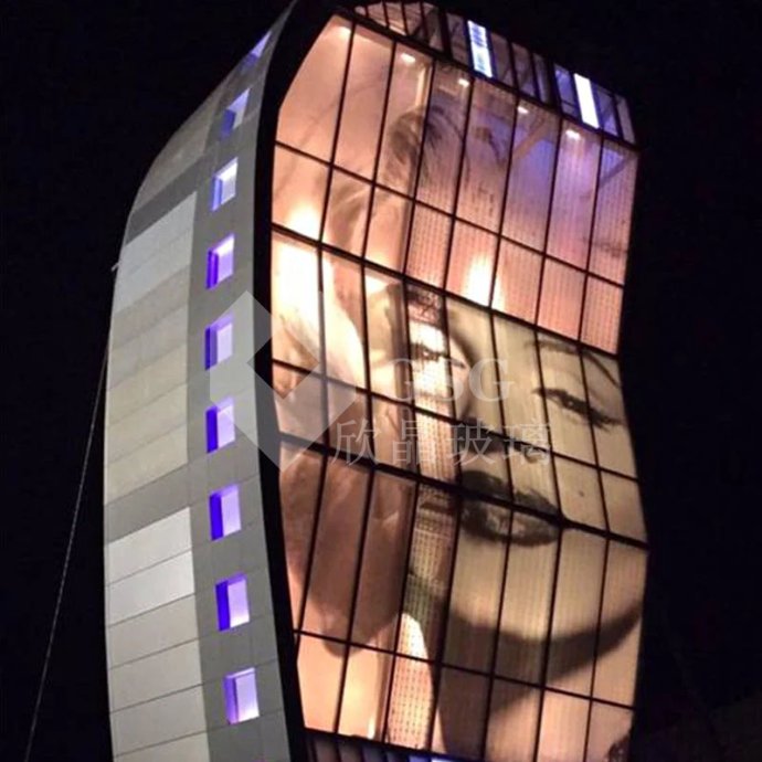 Illuminated Building Facade Printed Glass|Digital Image Printed Curtain Wall Glass|Globalstar Glass
