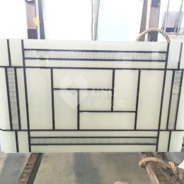 Black and White Geometric Decorative Glass|Modern Art Glass Panel|Globalstar Glass