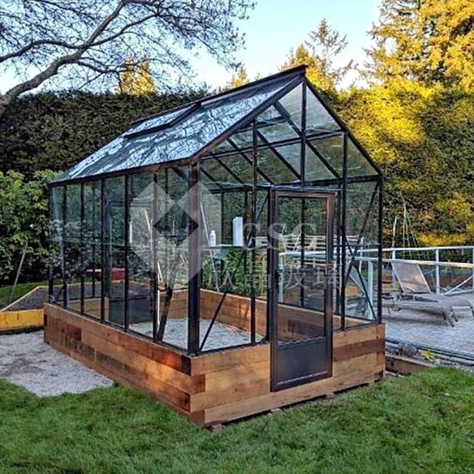 Garden Glass Greenhouse|Black Frame Tempered Glass Greenhouse|Globalstar Glass
