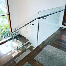Clear Tempered Glass Stair Railing with Stainless Steel Handrail|Globalstar Glass