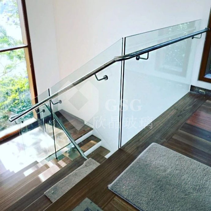 Clear Tempered Glass Stair Railing with Stainless Steel Handrail|Globalstar Glass