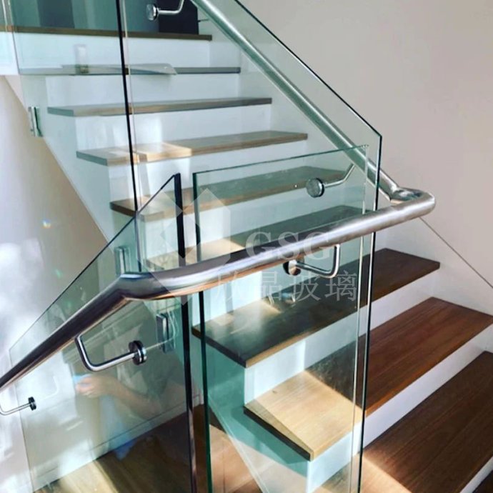 Modern Tempered Glass Stair Railing with Stainless Steel Handrail|Globalstar Glass