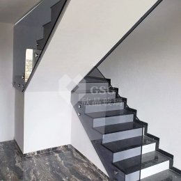 Modern Black Tempered Glass Stair Railing with Minimalist Design|Globalstar Glass