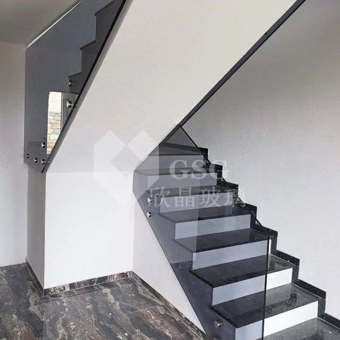 Modern Black Tempered Glass Stair Railing with Minimalist Design|Globalstar Glass