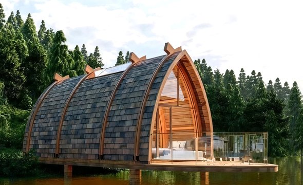 Lightweight wind-resistant triangular house