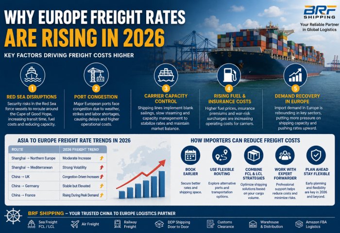 Why Europe Freight Rates Are Rising in 2026 China to Europe Shipping Guide | BRF SHIPPING
