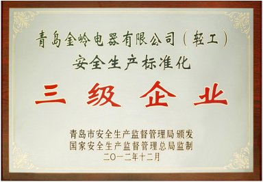 Work Safety Standardization Level III Certified Enterprise (China Standard)