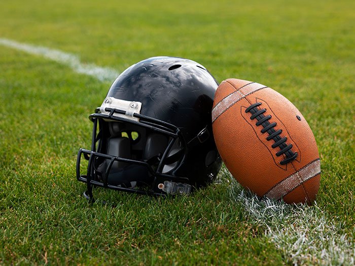 Artificial sports turf under sunny weather
