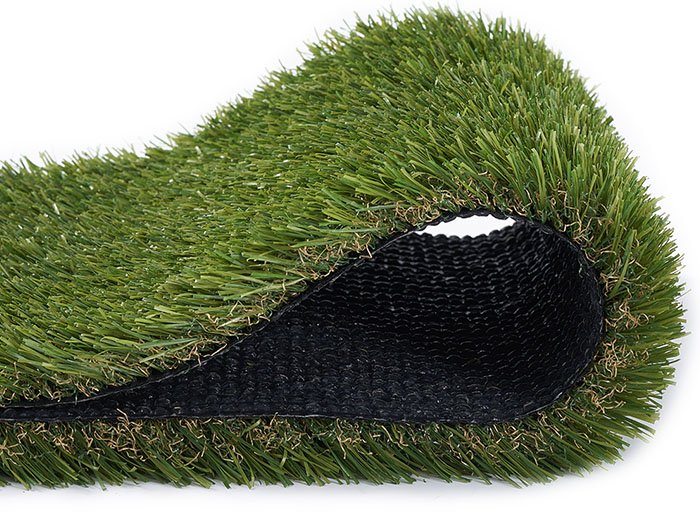 Artificial grass providing year-round greenery on mall rooftop