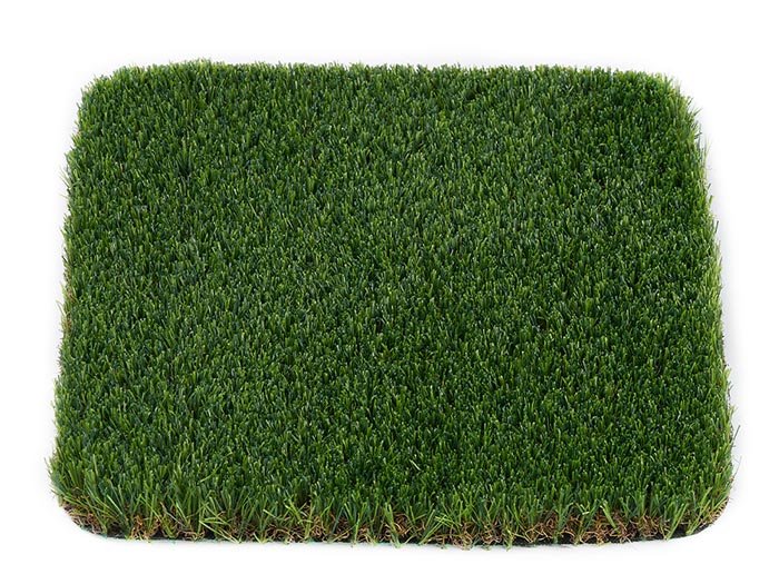 Realistic green artificial grass in commercial park