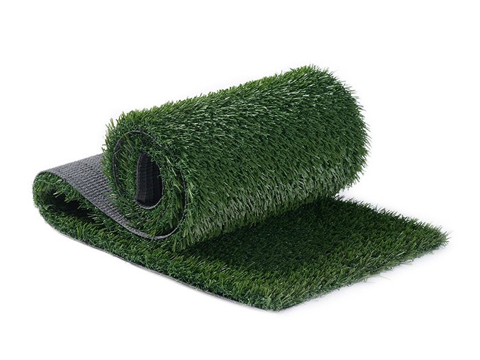 Artificial grass walkway in office building courtyard