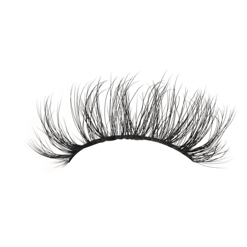 Dramatic fluffy faux mink lashes wearing effect
