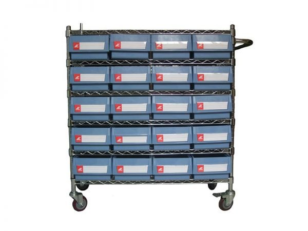 Wire Shelving Trolley With Shelf Bins WST23-6M