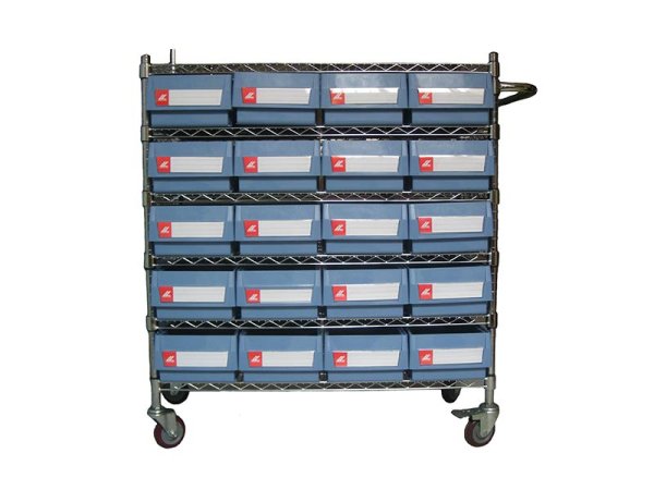 Wire Shelving Trolley With Shelf Bins WST19-5M