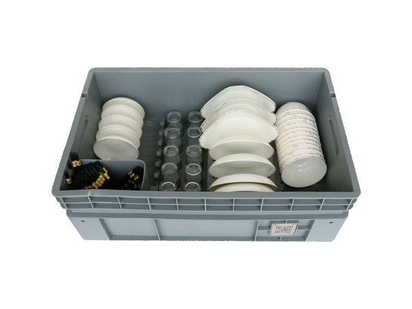 Caja de automatización para almacenamiento de vajilla.