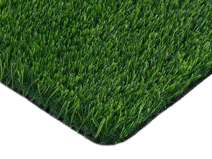 Lush green artificial turf on mall rooftop garden